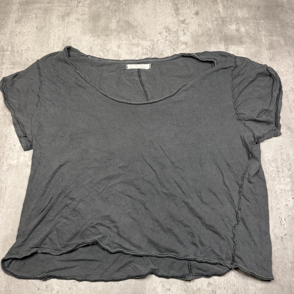 Free People We The Free Scoop Neck Oversized Shirt Women's Medium Gray